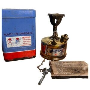Vintage OPTIMUS No. 80 Swedish White Camping Stove w/ Tin Case Instructions